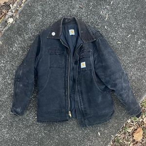 90’s Vintage Carhartt Black Washed Quilted Heavy Jacket Size 40/42 Detroit